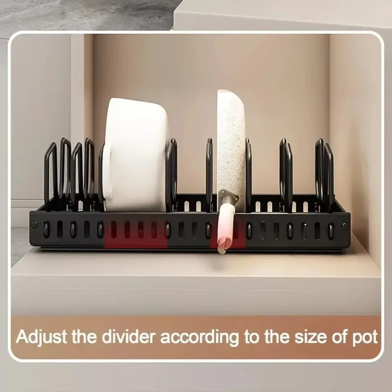 Kitchen Cabinet Pull Out Tray Organizer with Slide Rails Adjustable Storage Rack for Pots Pans and Dishes