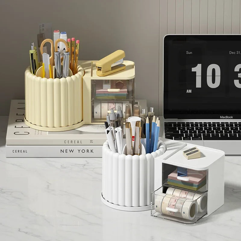 360 Rotating Makeup Desktop Cosmetic Storage Box Organizer Large Capacity for Bathroom Portable Lipstick Makeup Brush Pen Holder