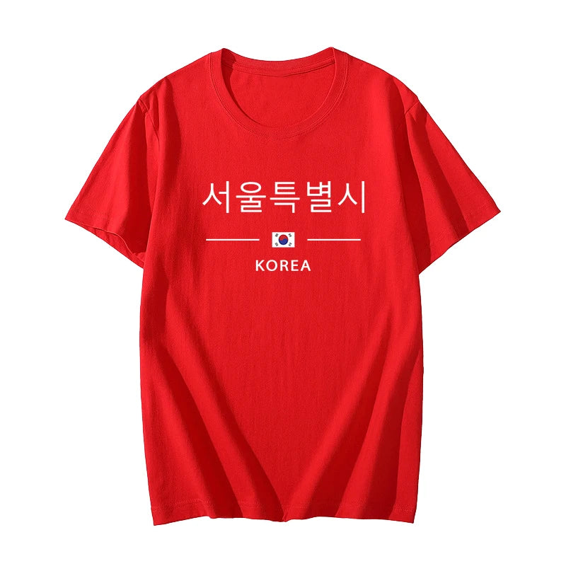 Korea Seoul Printed T-shirt High Quality Spring Summer Casual Fashion Round Neck Top Male Home Outdoor Comfortable Short Sleeved