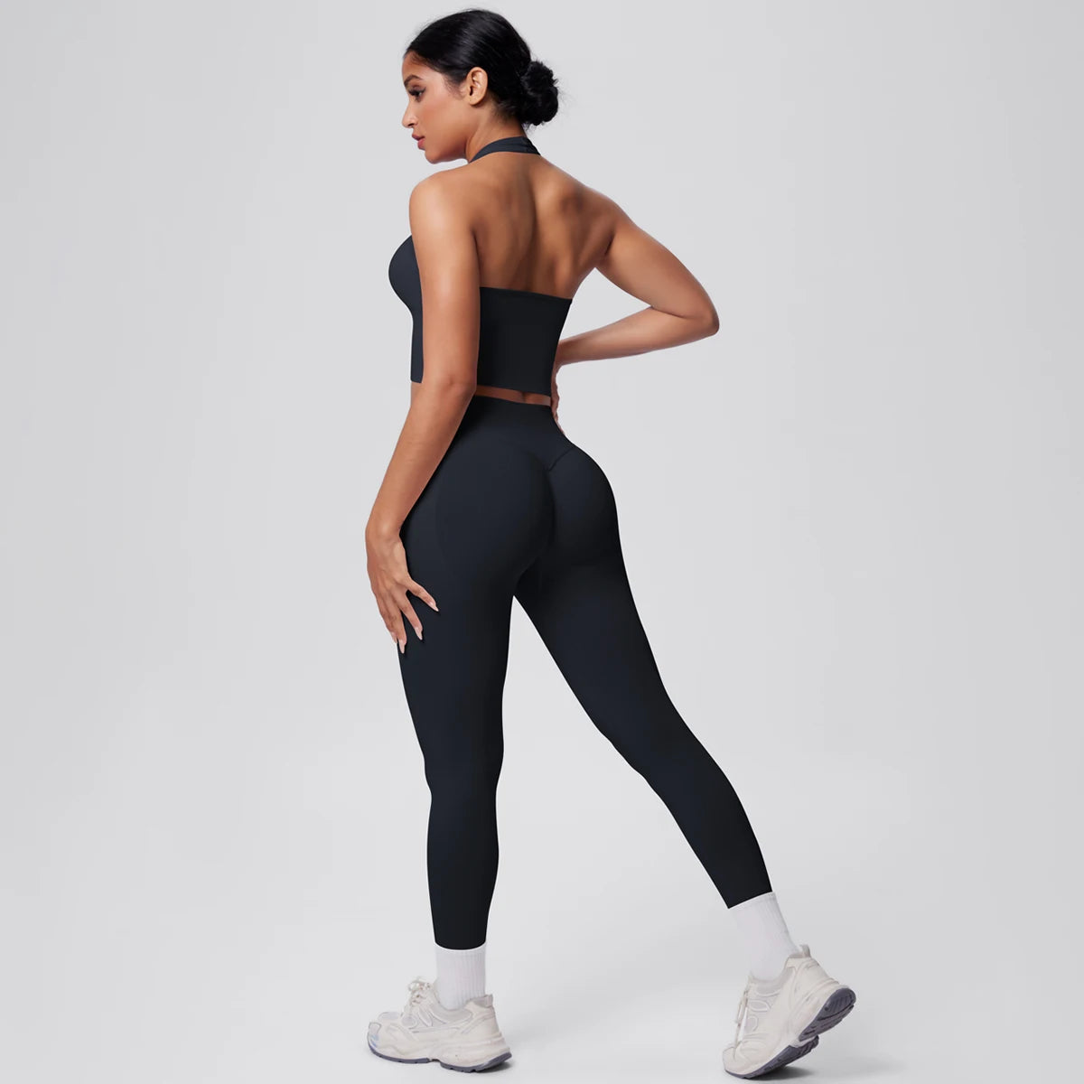 Rooftrellen 2PCS/set Women Gym Sports Yoga Set Breathable Shockproof Workout Top Backless Bra Push Up Fitness Pants Yoga Set