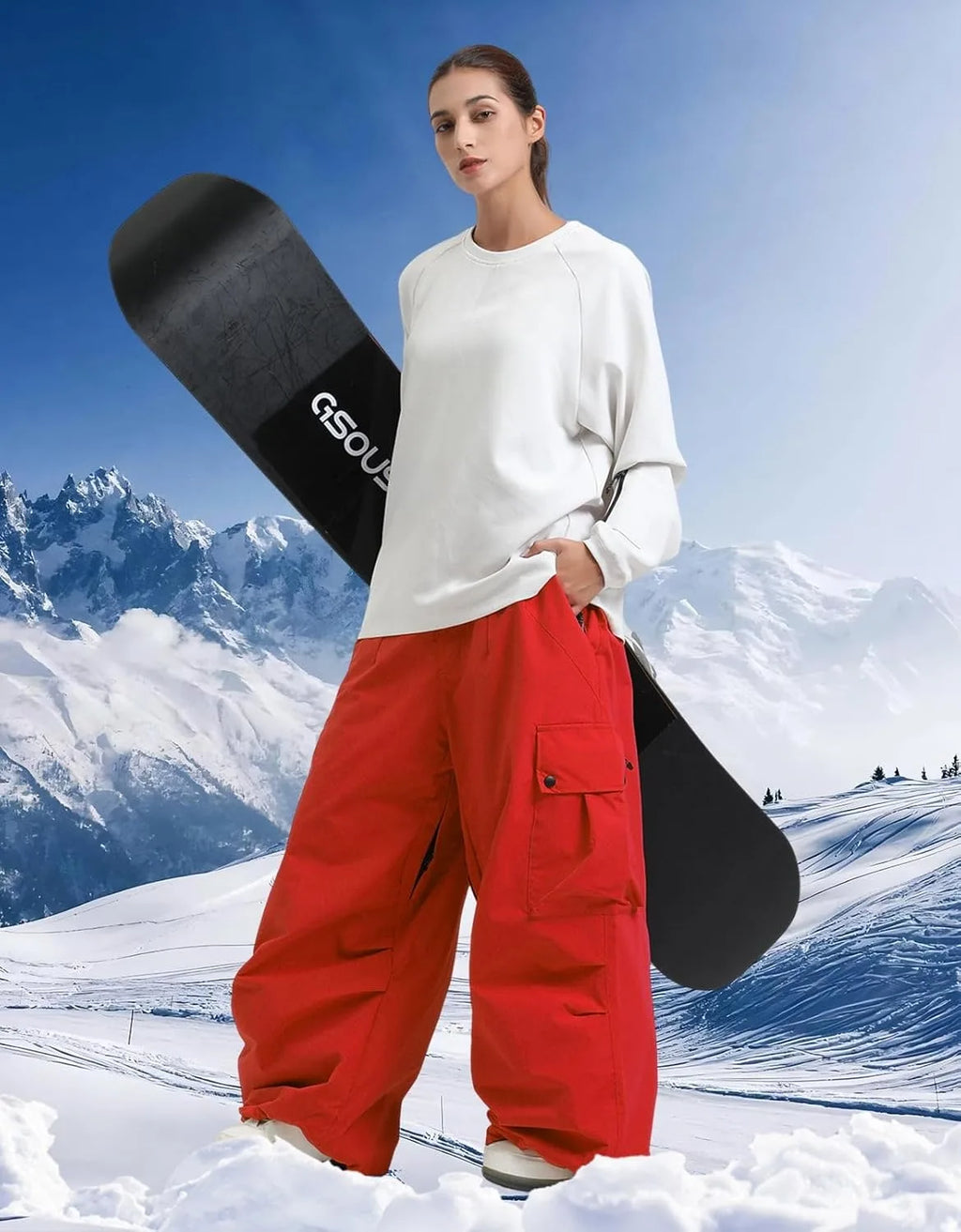 GSOU SNOW 2025 Loose Skiing Pants Snowboard Sport Trousers Outdoor Waterproof Windproof Ski Wear Winter Warm Female Ski Britches
