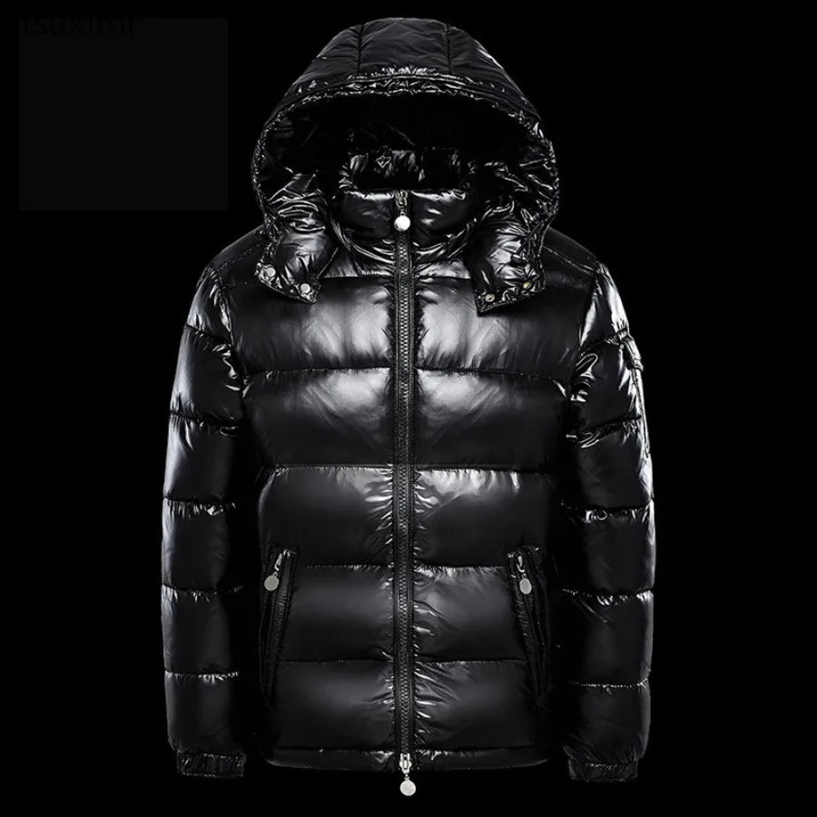 2026 Fashion Waterproof Short Cotton Jackets Men's Black Lightweight Snow Parkas High Quality Glossy Parkas Winter Jackets Male