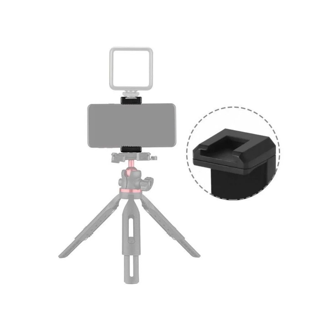 Universal Phone Tripod Mount Clip with Cold Shoe, 1/4" Screw Plastic Smartphone Holder for Tripod Selfie Stick Live Streaming
