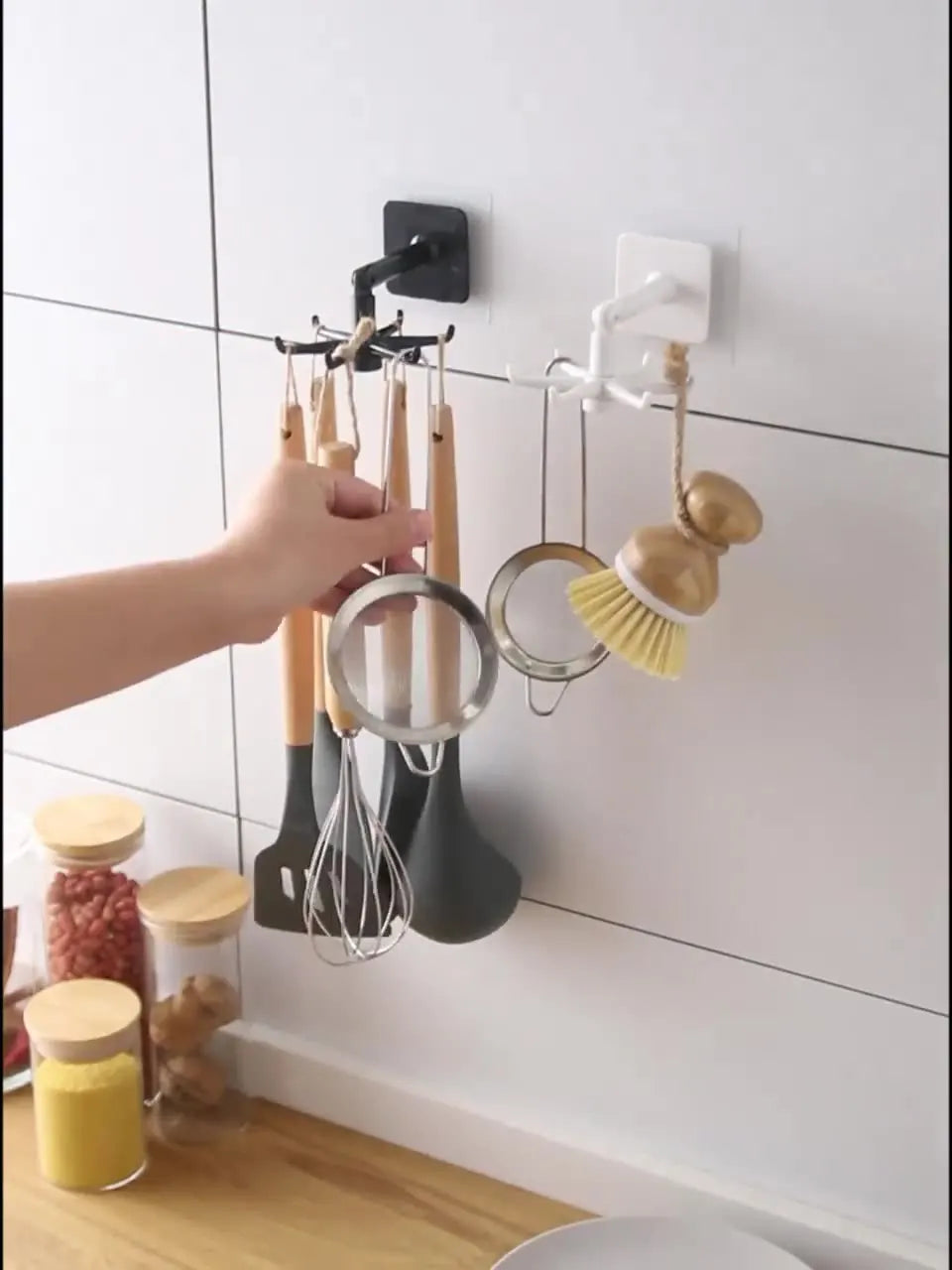 Kitchen Organizer Swivel Hooks Creative Hooks  Hole-free Multifunctional Explosion  Rotatable Dual-Use