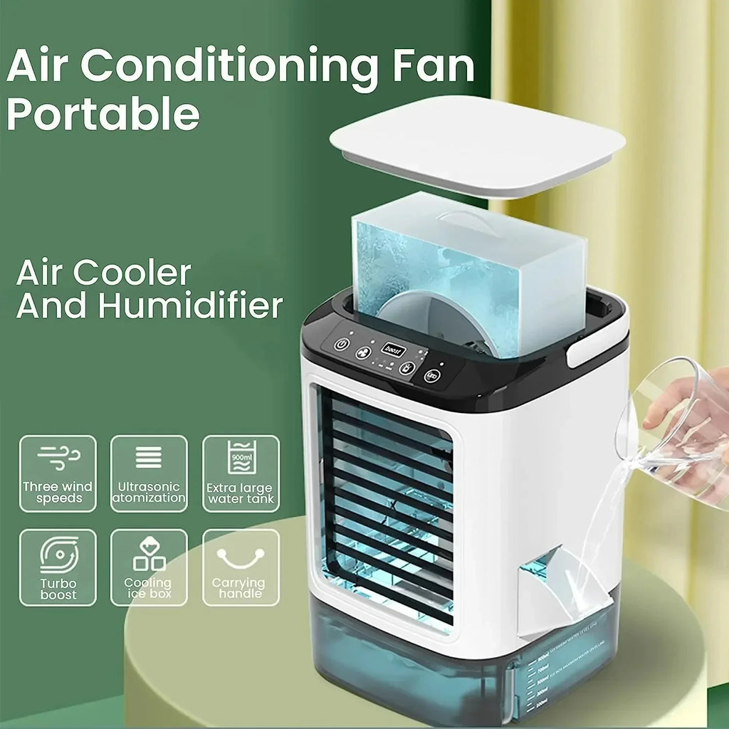 Portable Air Conditioner 3-speed Small Ac Unit Mini Air Cooler 900ml Water Tank Electric Fan With Humidifier For Bedroom JJ2818