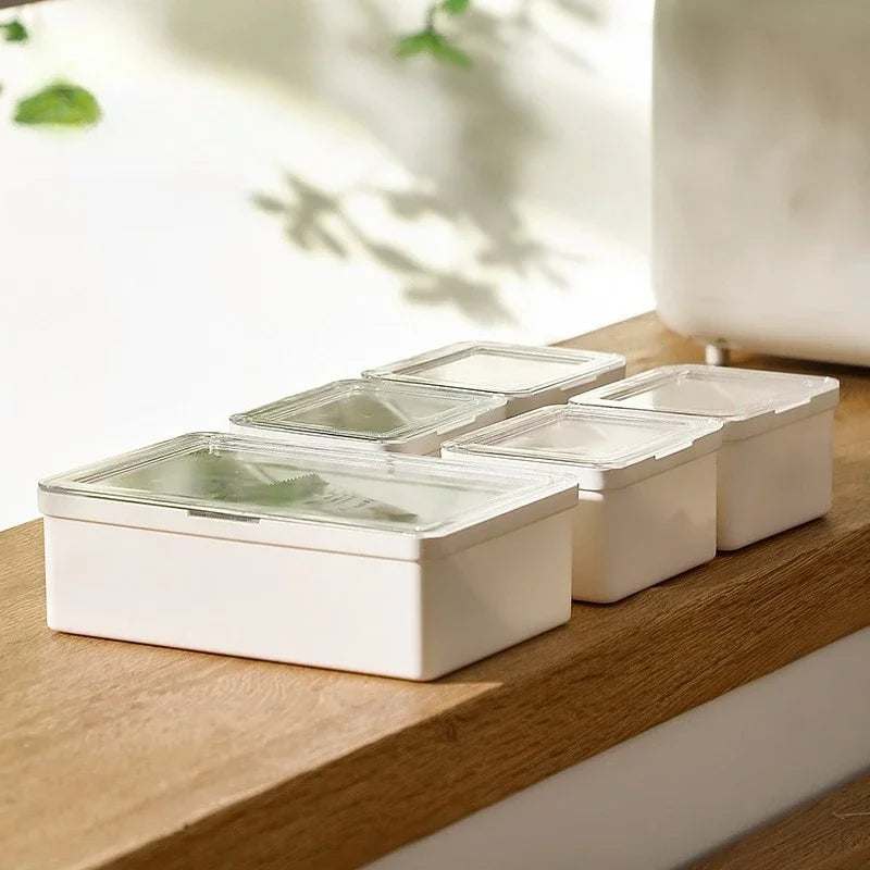 Double-Open Transparent Lid Storage Box - Multi-Purpose Organizer Container for Stationery, Cosmetics & Home Small Item Tidy