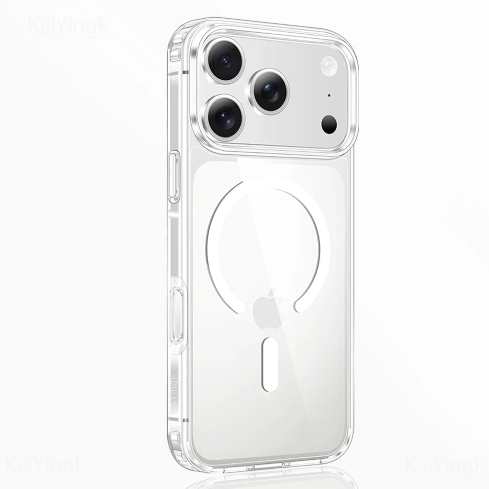 Luxury Magnetic Clear Phone Case For iPhone 18 17 16 15 14 13 12 11 Pro Max Mini XS XR For Magsafe Silicone Transparent Cover