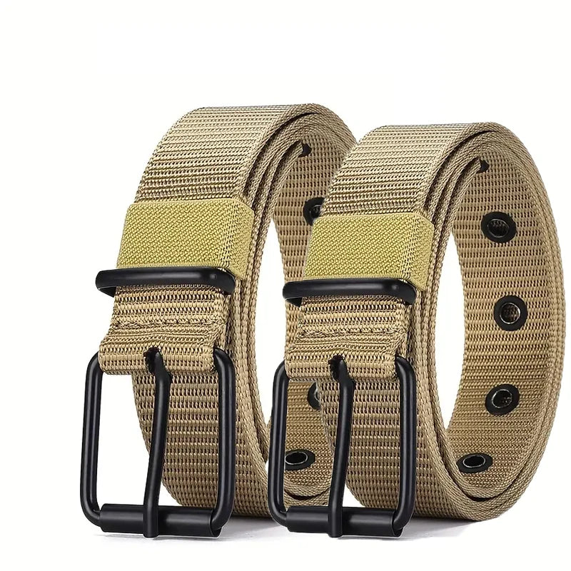 Men's Belt Porous Canvas Pin Buckle Leather Belt Outdoor Sports Belt Women's Trendy Eyelet Belt With Jeans Belt For Men Women