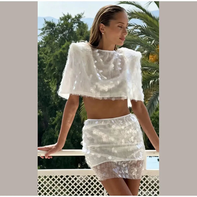 Sexy Lace Sequined Patchwork Dress Women Solid Sling Hollow Out Female Mini Dresses 2026 Summer Autumn Beach Fashion Lady Robe