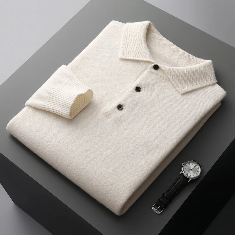YTFidio 100%Wool Man Sweater POLO-Neck Shirt Casual Jumpers Warm Solid Soft Warm Thickening Knitwear Pullover Tops 134