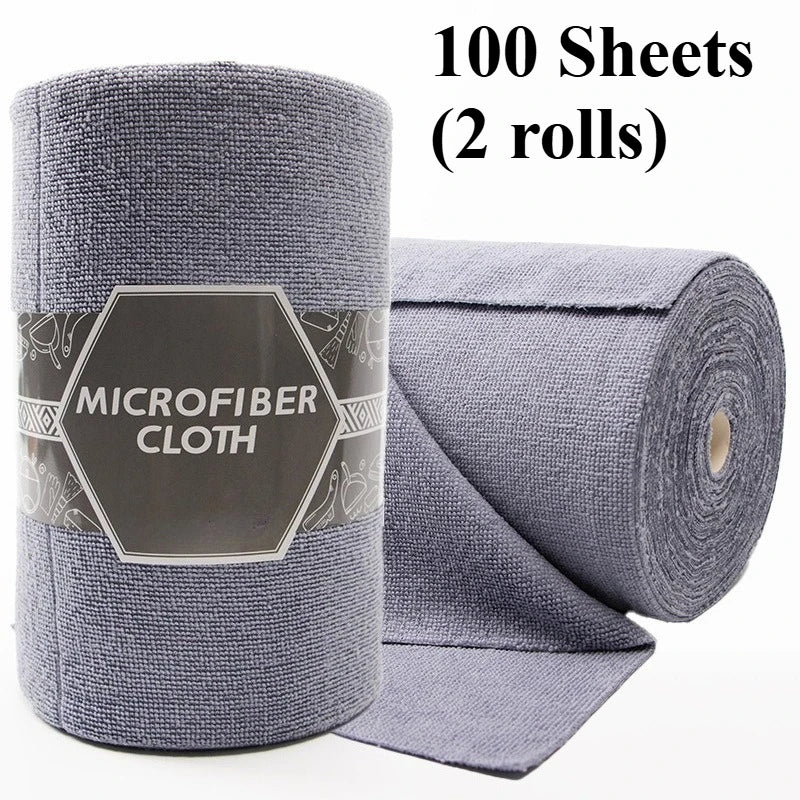 100 Sheets/2 Rolls Reusable Cleaning Wipes, Household Kitchen Cloth, Microfiber Towel Roll, Cleaning Cloth Alternative to Paper Towels, Suitable for Various Holiday Dinners and Parties