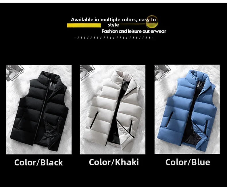 Men's Vest Autumn and Winter New Warm Cotton Waistcoat Vest Korean Style Fashion Joker Fashionable Sleeveless Jacket Top