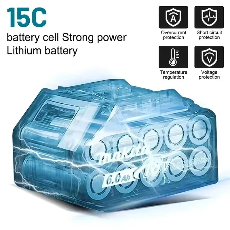 6Ah 100% Original Makita 18V Battery BL1860B Rechargeable Lithium-Ion Battery for Makita 18V Power Tools Replace the Battery.