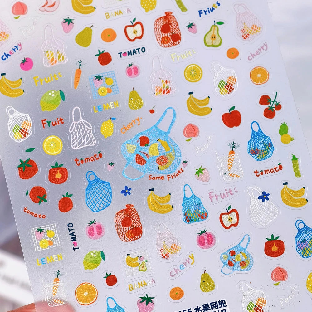 Sweet Summer Delicious Watermelon Ice Cream 5D Nail Art Sticker Elegant Bowknot Cool Ice Square Jelly Nail Decals for Manicure