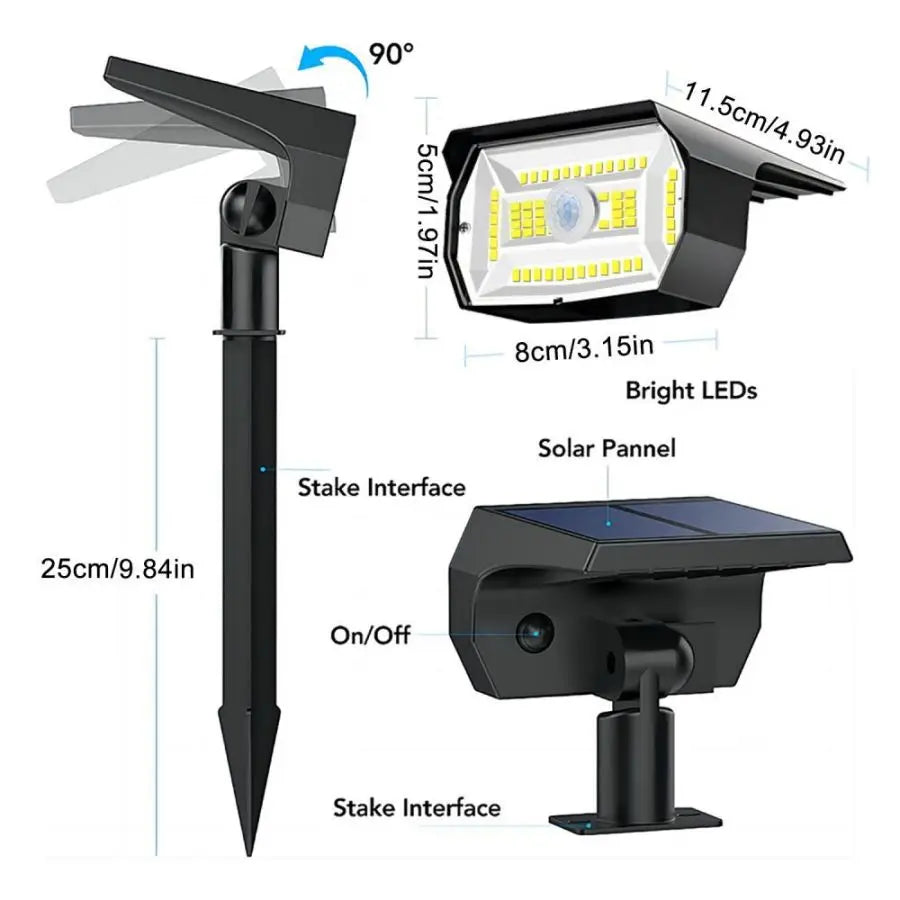 Outdoor 72/68 LED Solar Landscape Spotlights IP65 Waterproof Solar Light with 3 Modes Solar Garden Lighting for Outside Yard