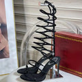 New Runway High Heels Sandals Women Crystal Decoration Ankle Strap Stiletto Shoes Woman Narrow Strap Gladiator Sandals Woman