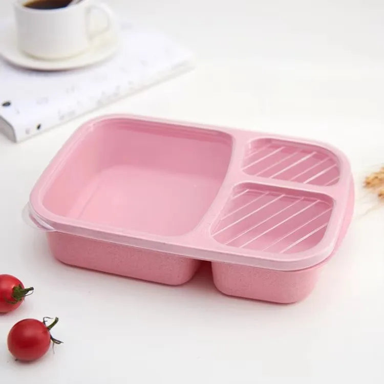 1-3pc Straw Lunch Box Portable Bento Box With Compartment Picnic Bento Box Fruit Container Microwave Oven Dinnerware for Student
