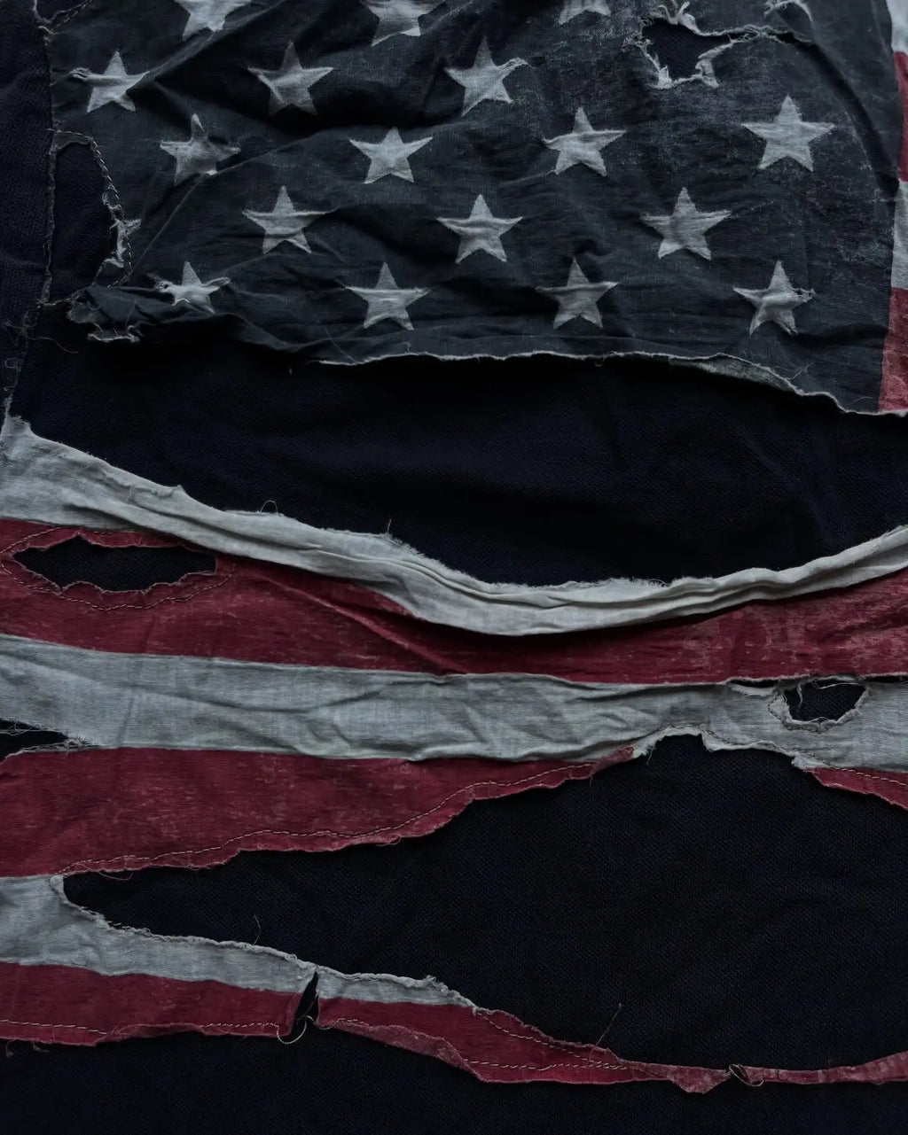 American Flag Tear Patchwork Retro Old Short Sleeve Polo Shirt Y2k Loose Boy Hip Hop Embroidery Clother Top Cotton Men Clothing