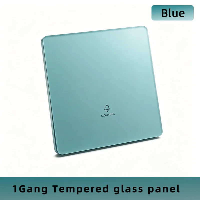 Wall Lamp Switch Panel Tempered Glass International Switch 1/2/3/4 Gang 1/2 Way Steel Rocker Light Switch On/Off Stair Switch