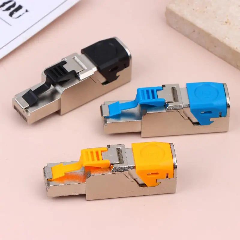 Metal RJ45 Cat8 Connector - 2000MHz 40Gbps Shielded Ethernet Plug for 22-24AWG LAN Cables, Easy Termination, Reusable ﻿
