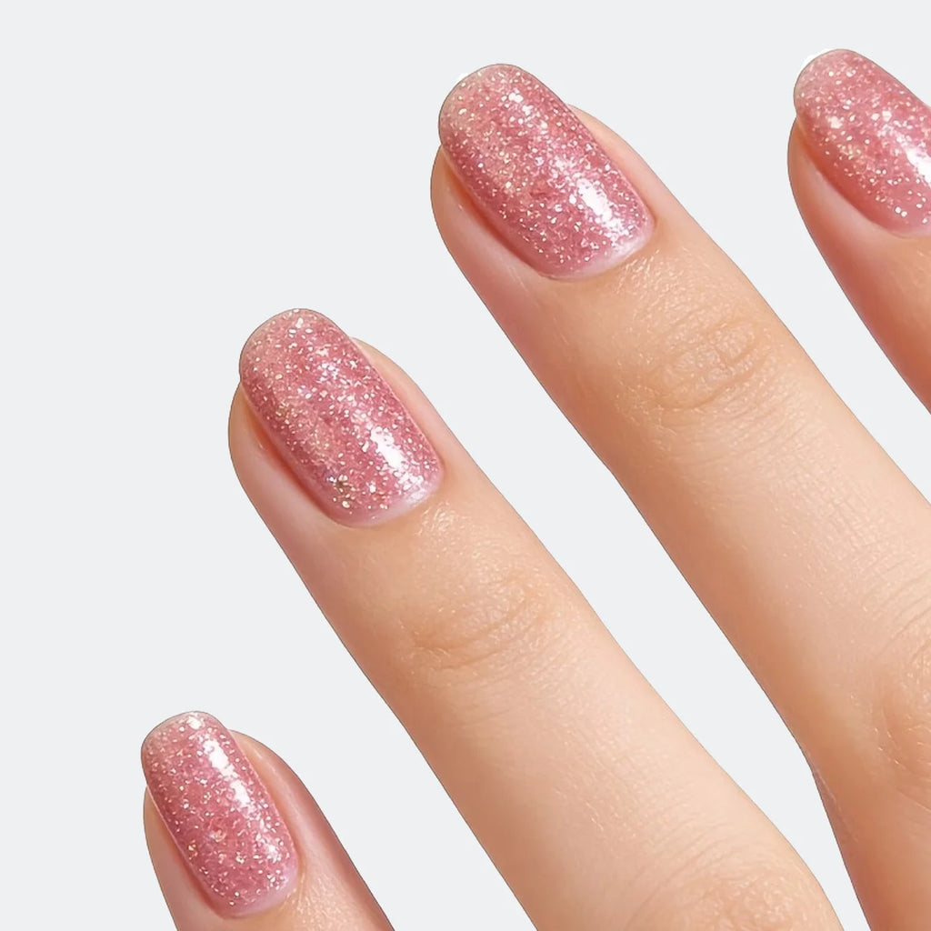 Rose Pink Glitter Nail Polish - Natural, Quick-Drying, No-Bake Formula, Long-Lasting Shine for Nails, Protects Thin and Soft Nails, Strengthens Nails, Enhances Beauty, Suitable for Holiday Gifts, Quick-Drying Nail Polish, Fas