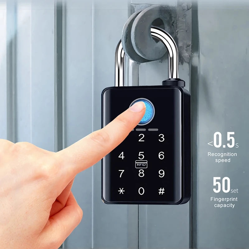 Waterproof Tuya Padlock Fingerprint Electronic Lock Keyless Unlock Heavy Duty Padlock for Home House Warehouse Garage 7/10mm