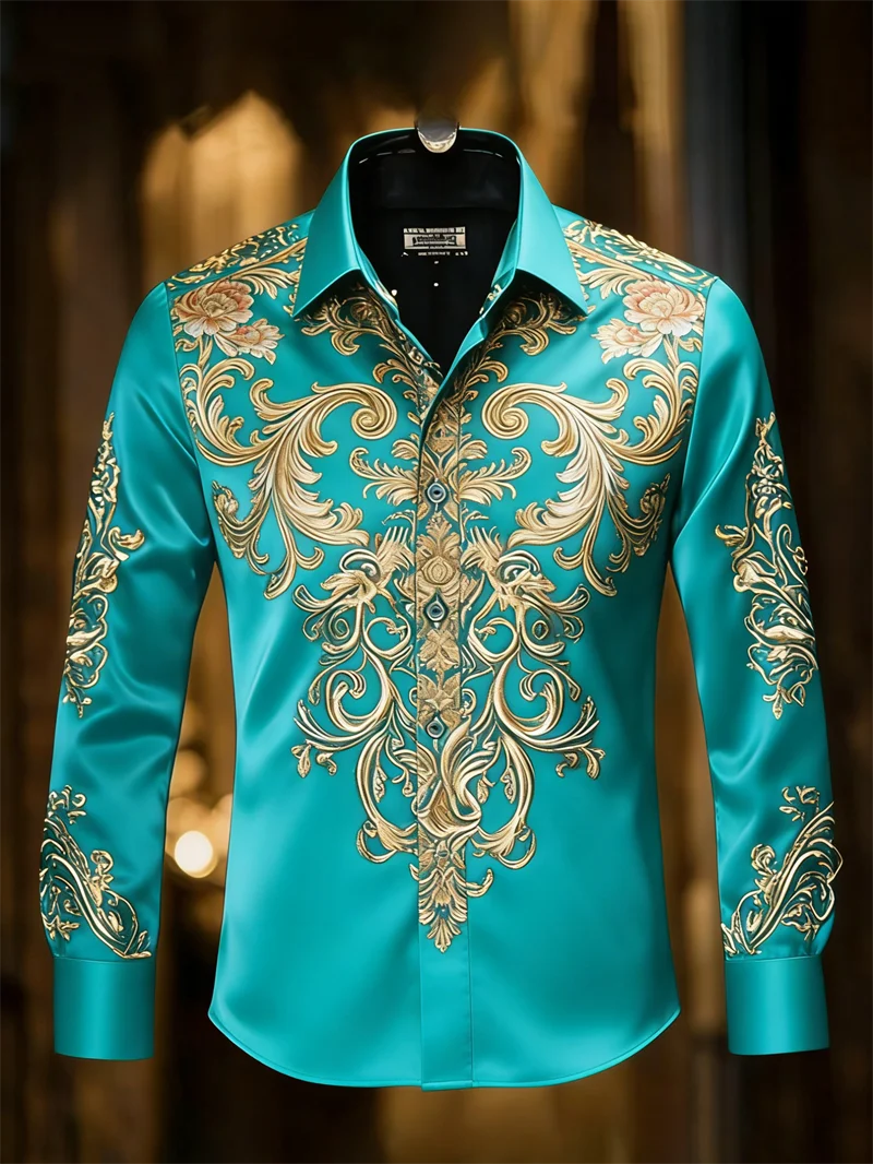 New 11 color men's 3D printed long sleeved shirt with high-quality and casual long sleeved collar top