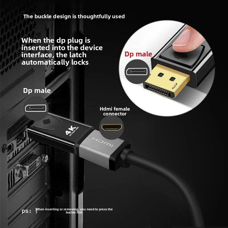 4K DP to HDMI-compatible Converter Displayport to 1080P HDTV Computer Monitor Audio Video Adapter