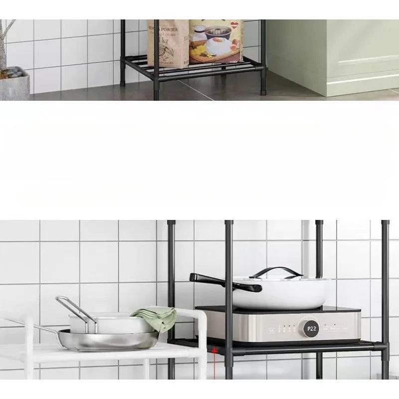 Kitchen storage cart for shelves - multi-level floor-standing household storage unit - bathroom shelf organizer
