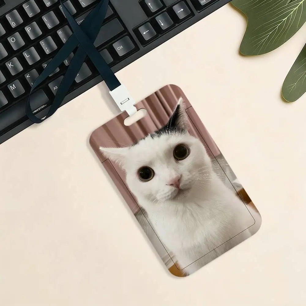 Kitty Cute Cat Meme Funny Card Holder Cardcase Bank Credit Student ID Subway Work Permit Badge Holder Door Card