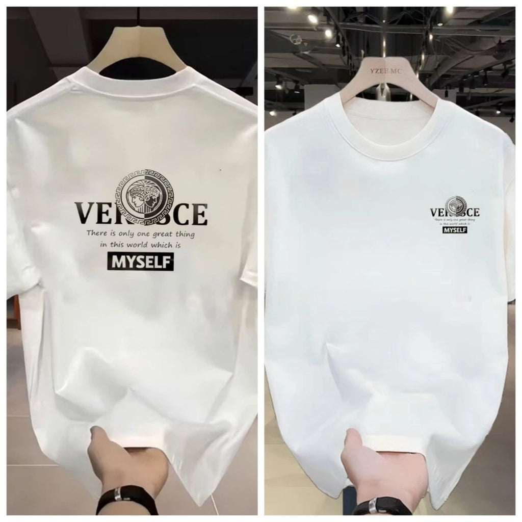 2026 Trendy Brand Printed shirt Summer High-end Light Luxury Men's and Women's Silk Cotton Short-sleeved T-shirt Trendy shirts