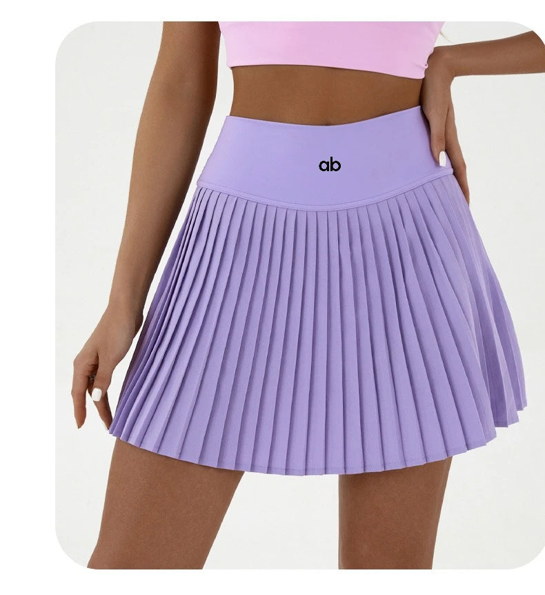 High Waist Women Tennis Pleated Skirt with Inner Lining High Waist Double Layer Design Sport Sexy Fitness Yoga Shorts Dancing
