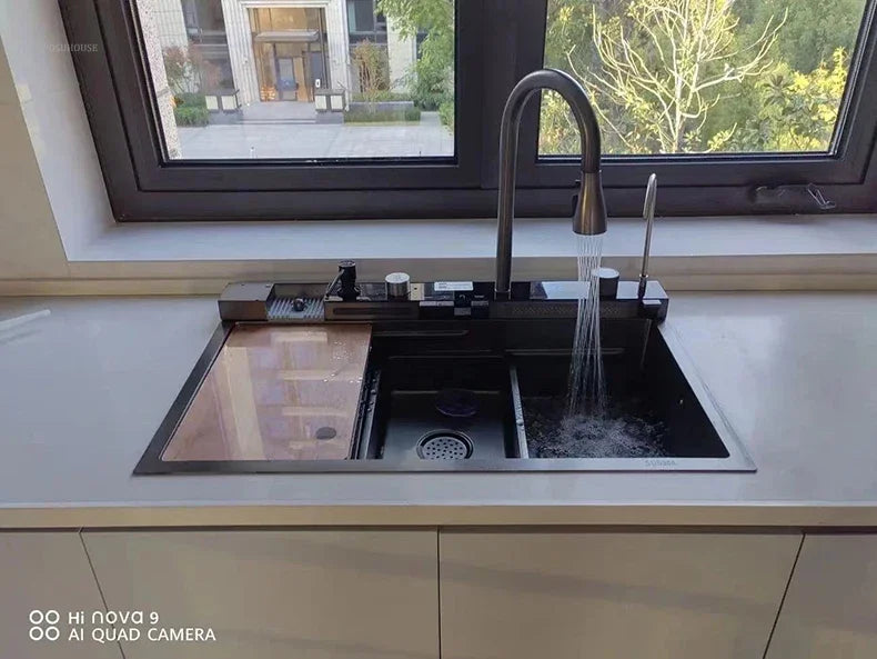 Modern Smart Kitchen Sinks Creative Metal Multi-functional Basin Luxury Household Sinks for Apartment Kitchen Rental House