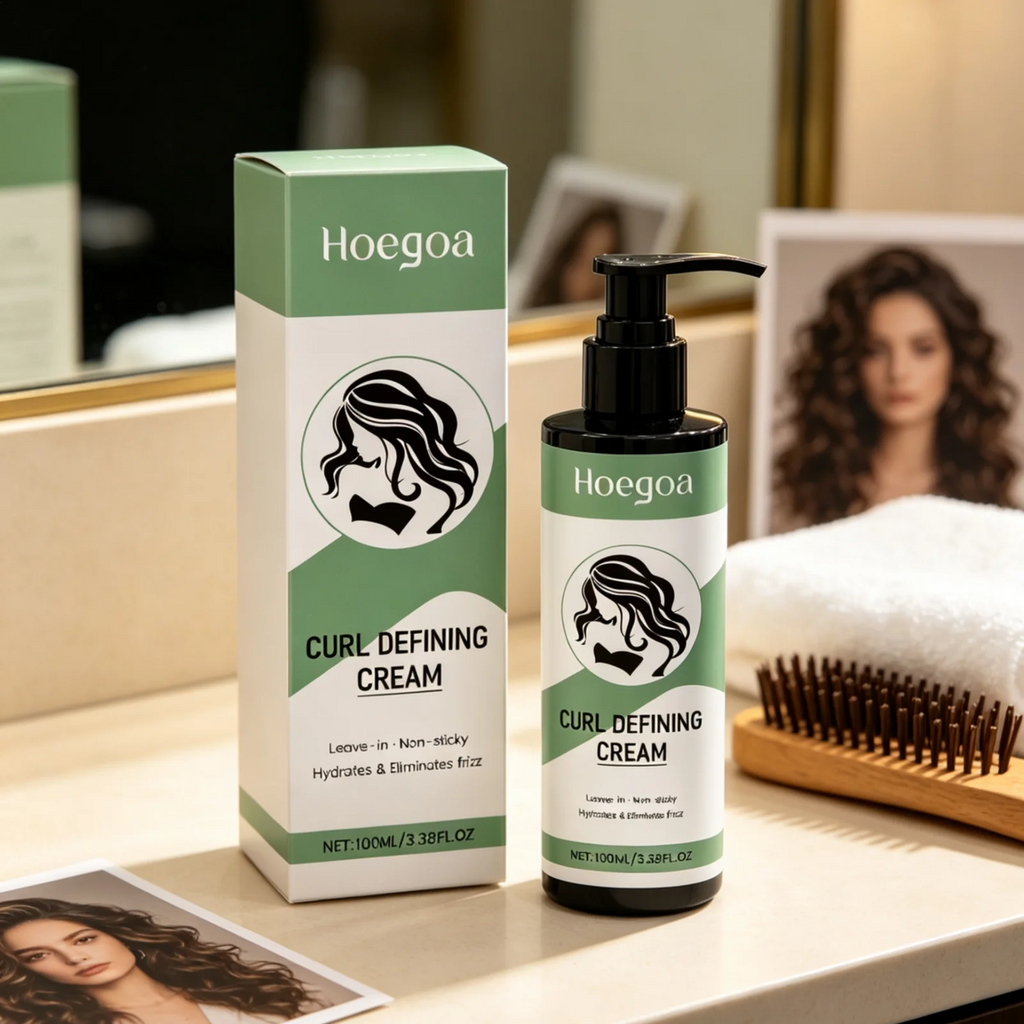 Hoegoa Curl Defining Cream Long Lasting Volume Smoothing Frizz Boost Shine Lightweight Non Sticky Curly Hair Styling Cream 100ml
