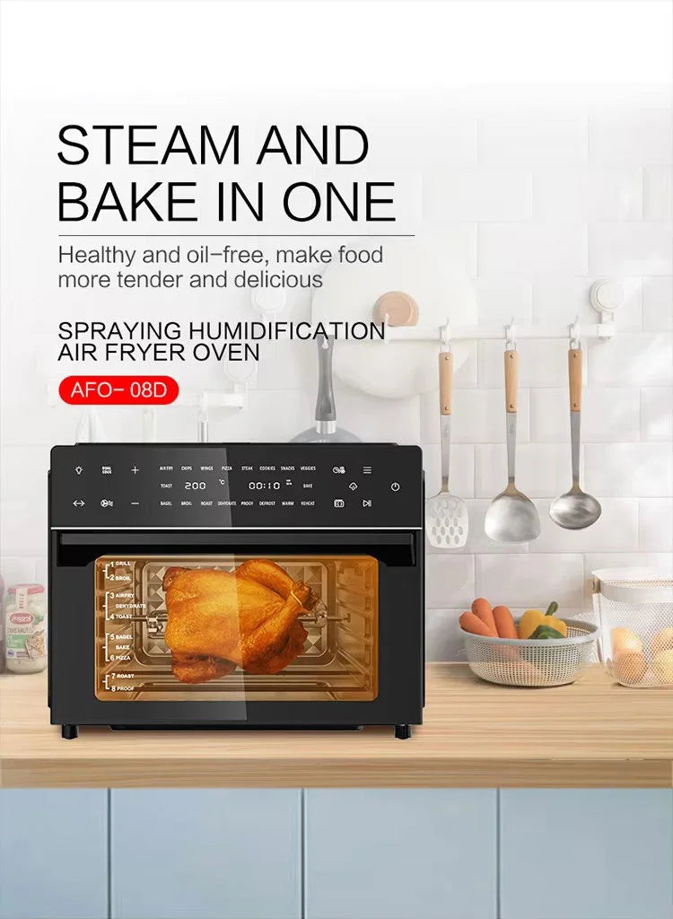 30 Litre Black (Steam + Air Fryer Oven) 18-in-1 Functions, 30L Capacity, Steam + Convection, Real Steam Technology, 1800W