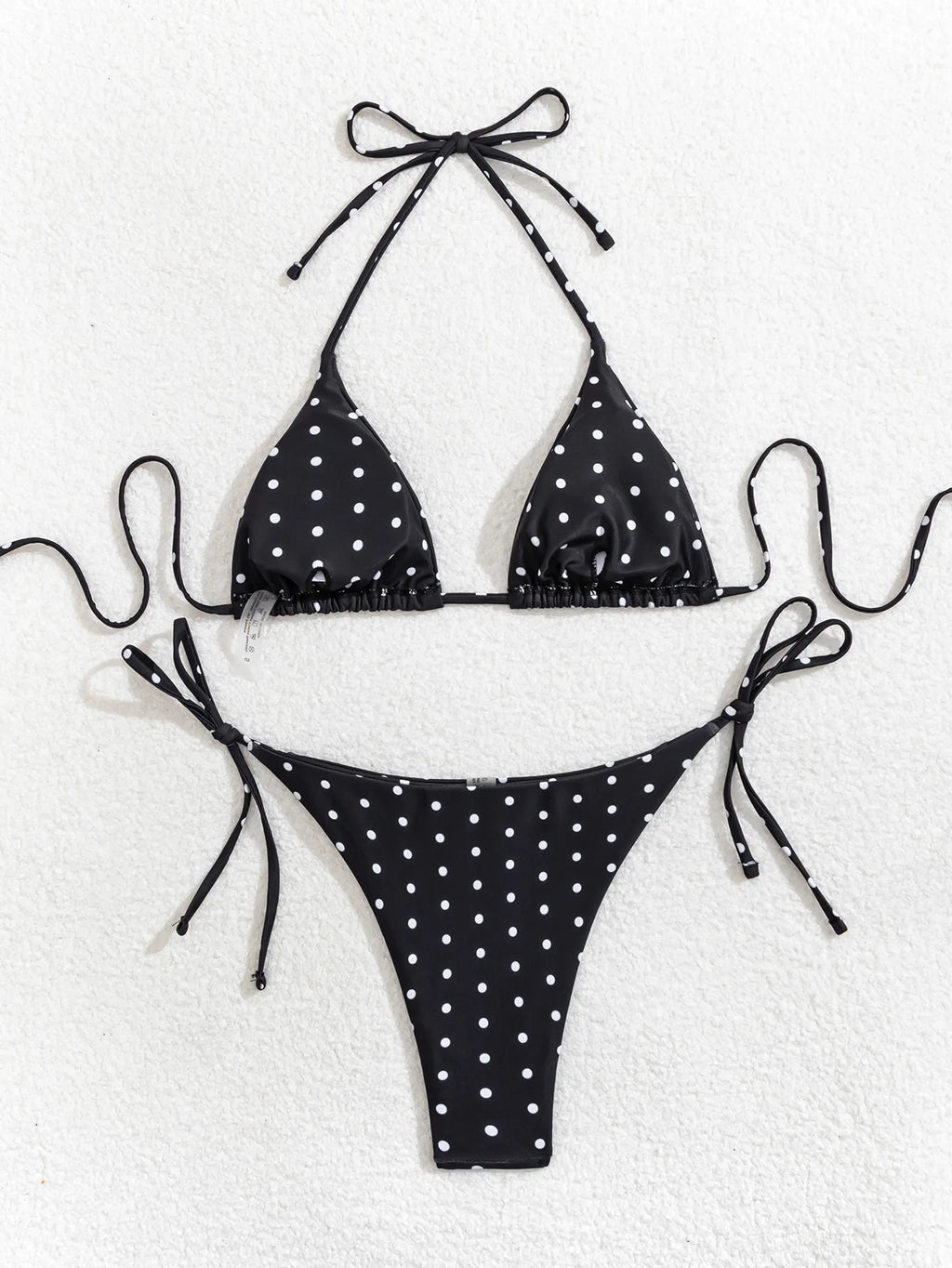 2026 Retro Polka Dot Tie Side Bikini Set for Women, Sexy Push Up Halter Neck Swimwear, High Waist Beach Bathing Suit, Summer