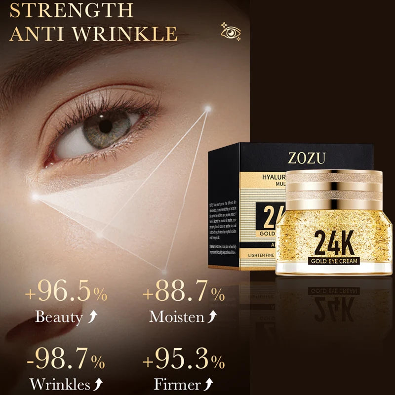 24K hyaluronic acid eye cream, nourishing, improving dark circles and eye wrinkles, anti-aging eye cream essence