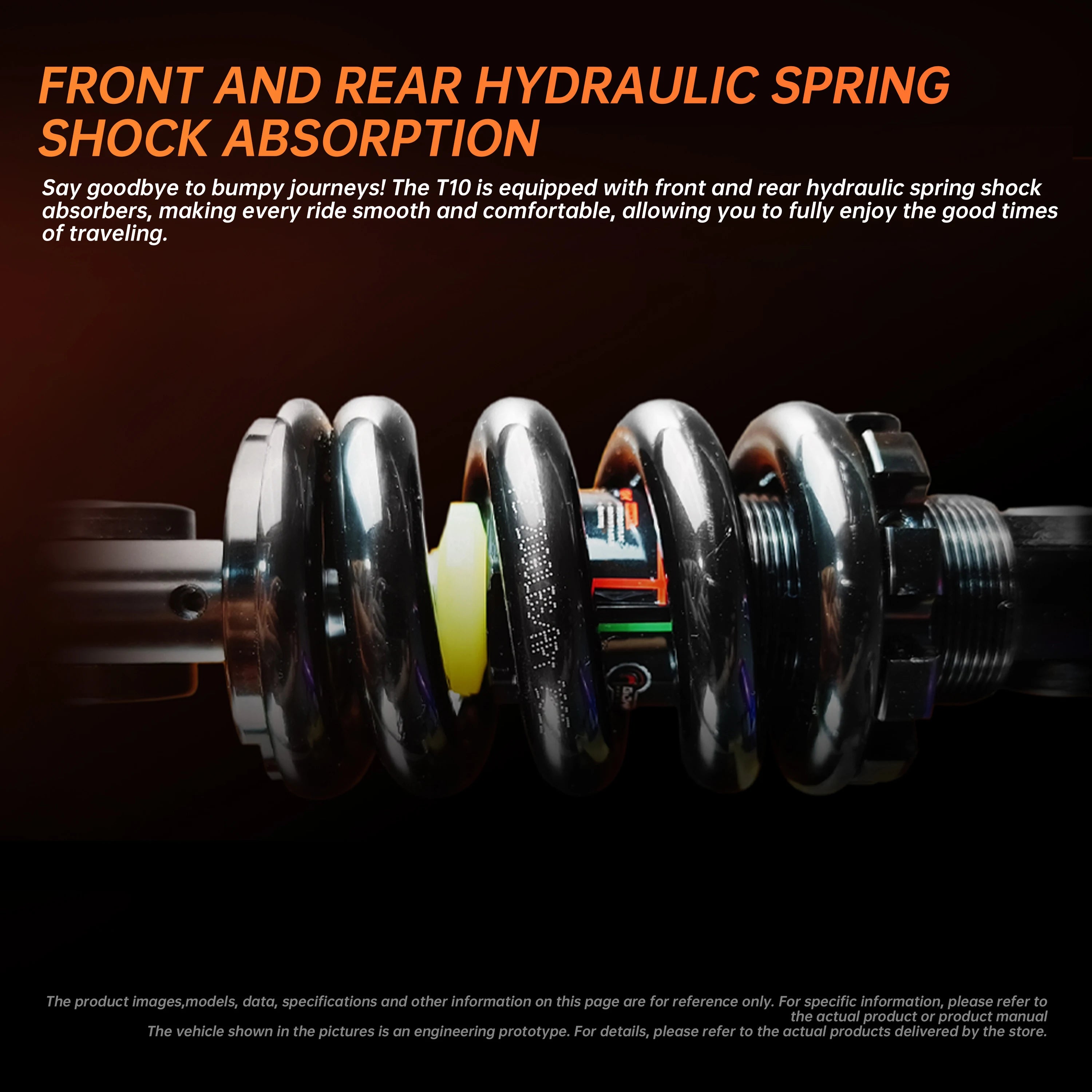 JOYOR T10 Flagship Electric Scooter 1000W Dual Motors 3600W Peak 37MPH 60V18Ah Battery 45 Miles Dual-Arm Suspension Dual Hydraulic Disc Brakes Anti-skid 10Inch OffRoad Tires High Speed Stability Aluminum Alloy Frame Foldable
