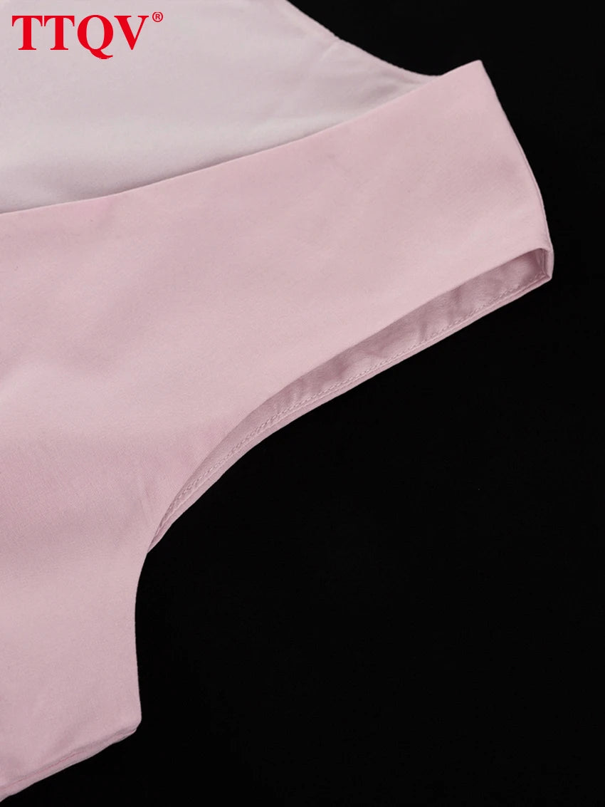 TTQV Summer Loose Pink 2 Piece Sets Woman Outfit Fashion Sleeveless Tank Top With High Waist Wide Pants Set Female Streetwear