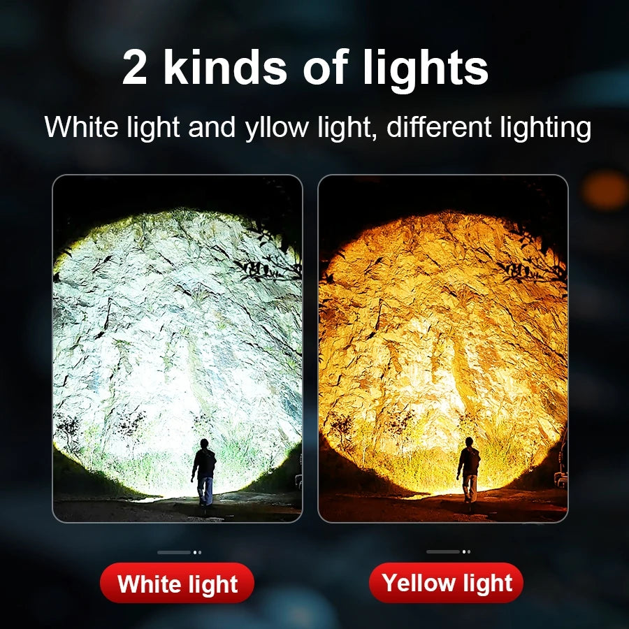 5000000LM Powerful Headlamp 800W Led Sensor Head Flashlight Long Range High Power Headlight With Yellow Light Fishing Head Torch
