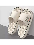 Unisex Ins-Style Reality Print Sandals with Thick Soles, Hollow Design, Quick-Drying, Suitable for Home and Bathroom, Versatile Couple's Slip-On Sandals