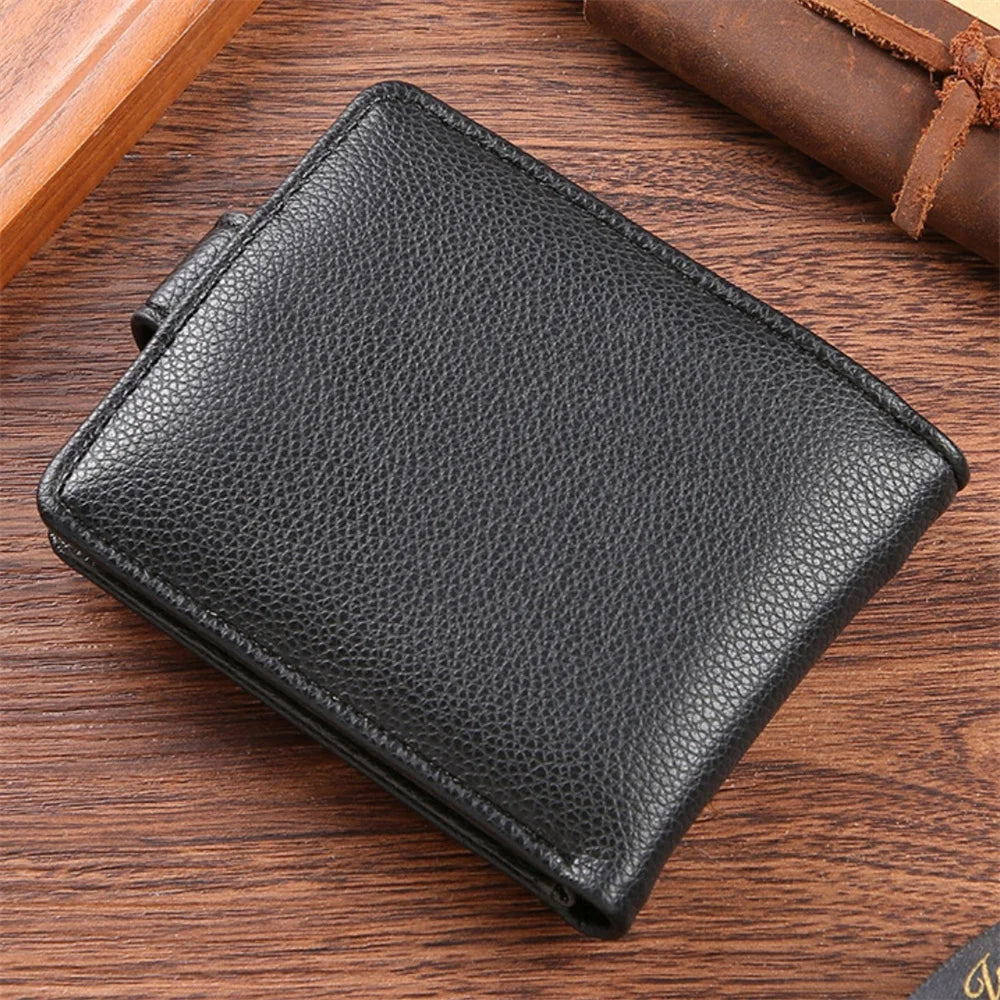 Vintage PU Leather Mens Wallets Solid Sample Style Zipper&Hasp Purse Card Holders Famous Brand High Quality Male Wallet