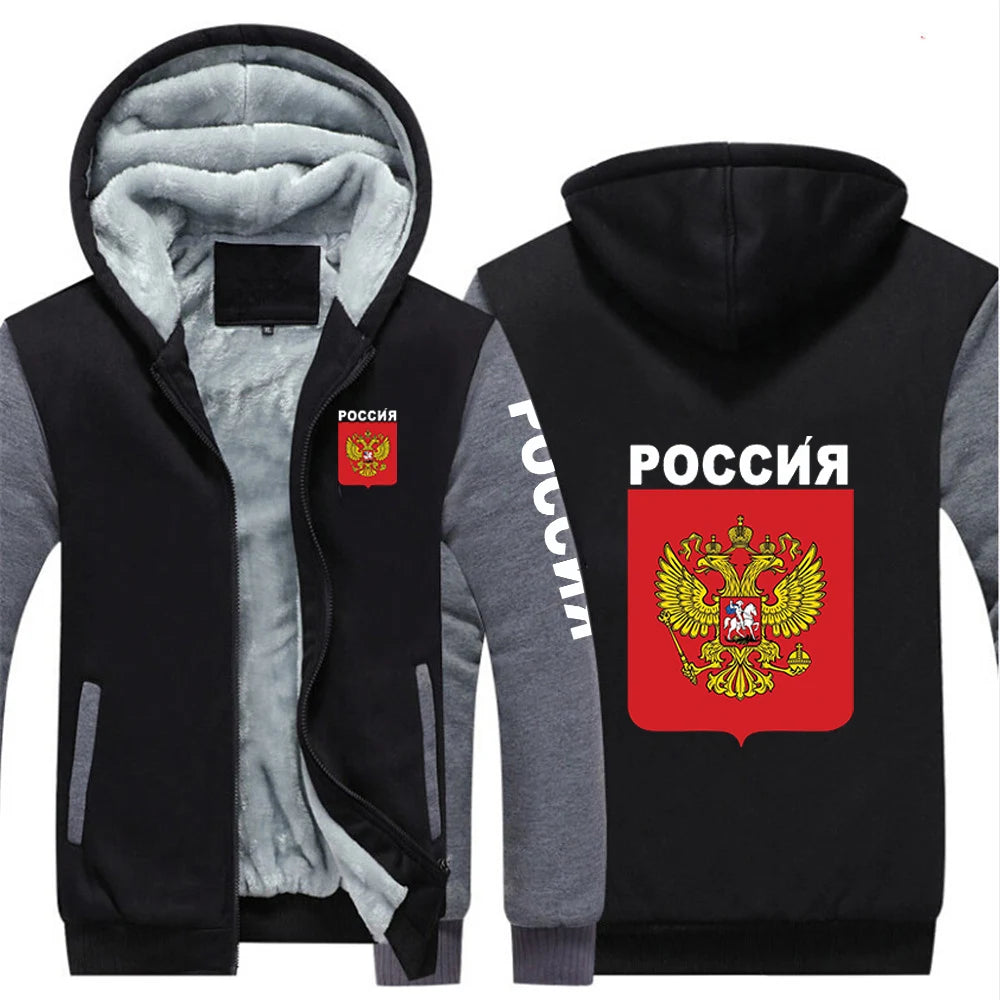2025 Russia Badge Jacket Autumn And Winter Man's Cold Resistant Mountaineering Clothing Coat Russian Flag Logo Print Hoodies
