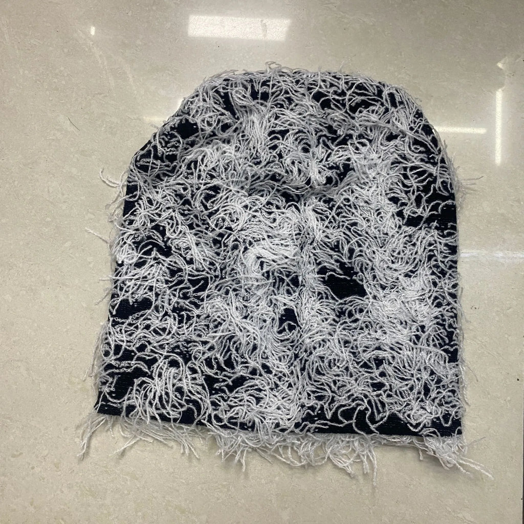 1pc Distressed Camouflage Beanie Fuzzy Winter Hats Thick Warm Head Caps Snow Hats Skull for Men Outdoor Ski Knit Cap Fall Outfit
