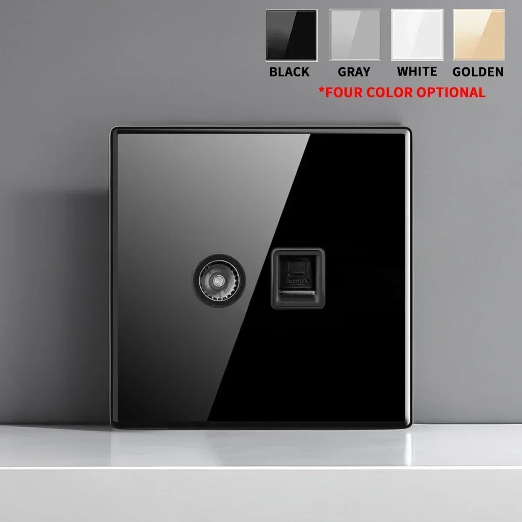 Black Tempered Glass Wall Switch Panel Led European 16a Socket Retro Toggle Light Switch Eu Uk Standard 1Gang-4gang 2usb Socket