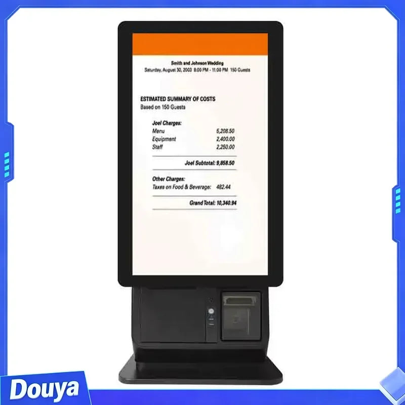 Restaurant Pos System All in One Touch Screen Wall Mounted Self Service Ordering Payment Kiosk