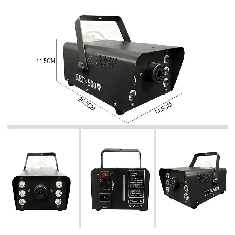 Professional Smoke Machine Mini Iron LED Fog Machine RGB Electric Power Remote 500W Stage For Party Wedding Disco DJ Smog Maker