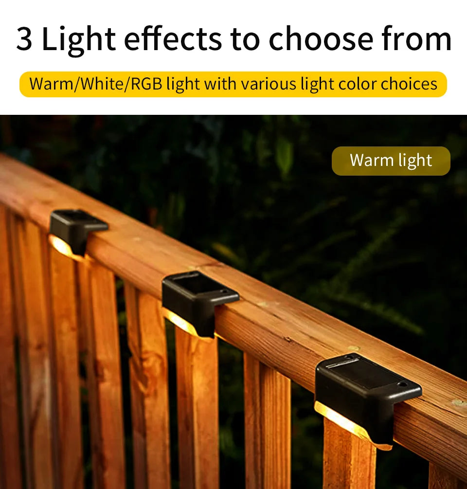 LED Solar Staircase Light Waterproof Passage Patio Courtyard Guardrail Step Lamp for Outdoor Garden Borders Terrace Fence Light