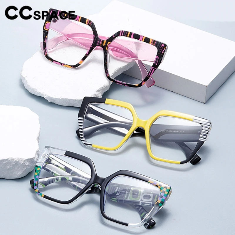 Colorful Large Frame Reading Glasses Women Trendy Big Size Square Resin Presbyopic Eyeglass Custom Prescription Spctacle #304000