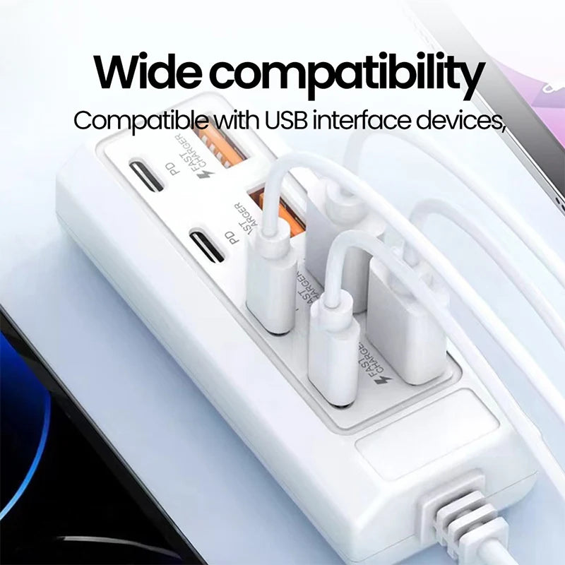 25W Multi Ports USB Type C Charger Wall Charger USB Fast Charging Travel Socket Universal Phone Adapter